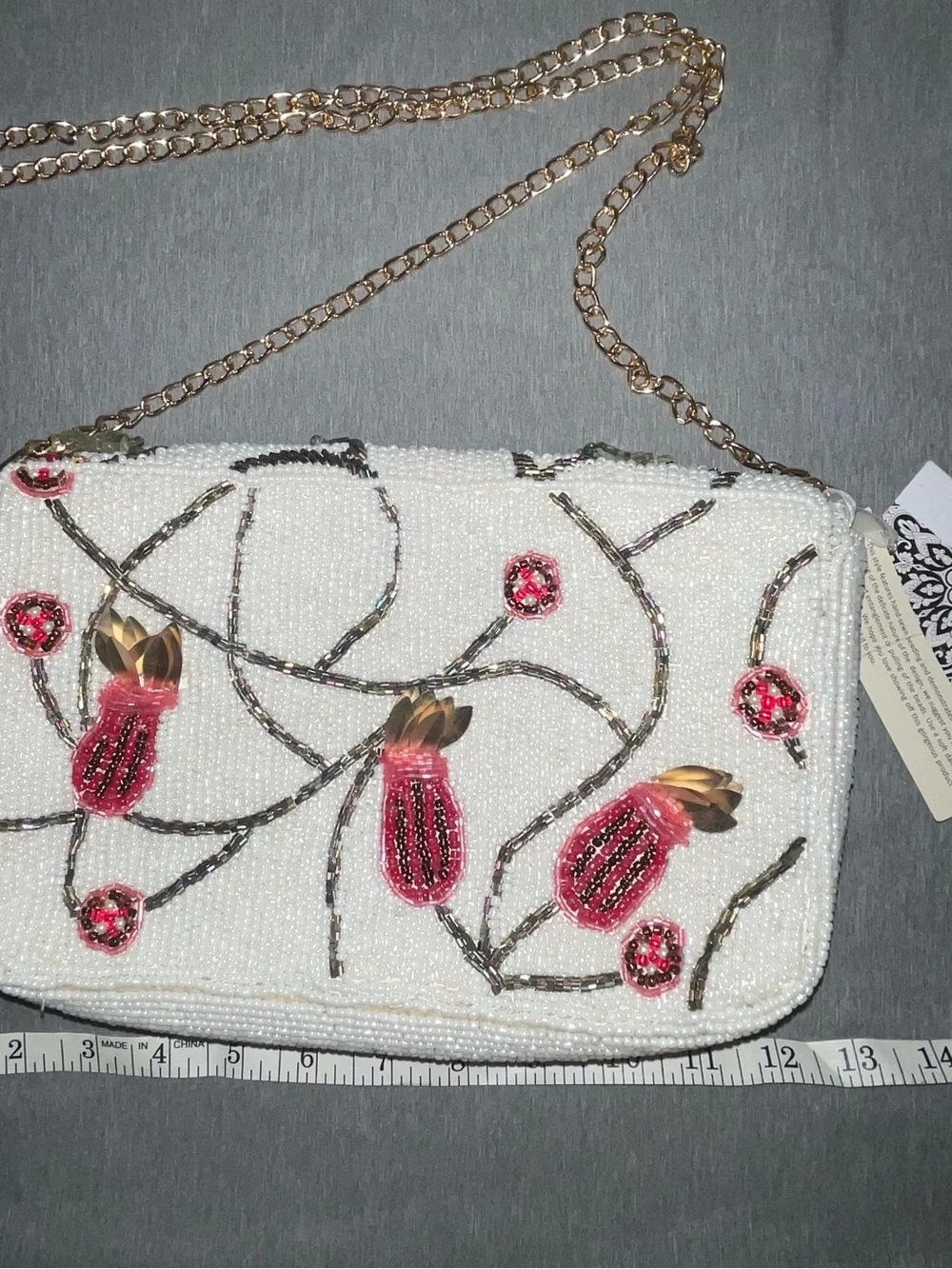 Viral NWT Elegant Beaded Hummingbird Clutch Handbag Chain Strap